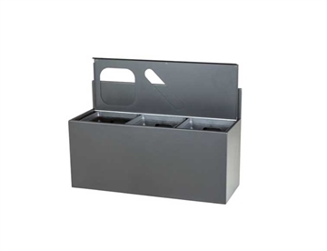 Væghængt affaldsbeholdere til affaldssortering (3x15 L.) - her grå med softclose