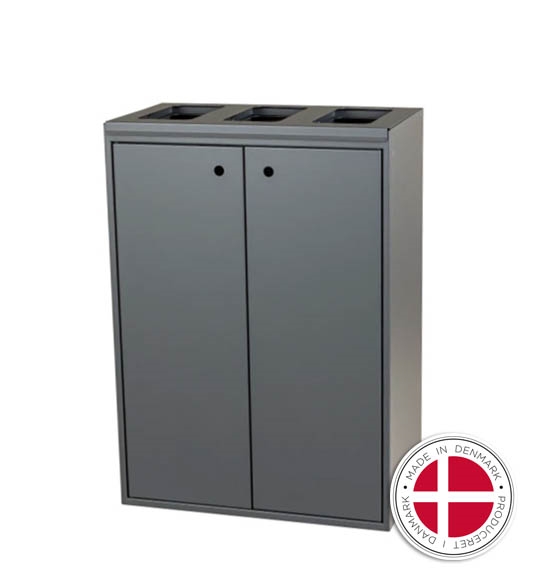 Affaldsstation, 3x60L (åben) - Kildesorteringsmøbel - Dansk produceret 