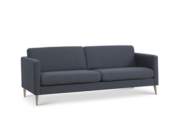 Ask 3 personers sofa - Her i farve navy m. ben i træ (lys ask)