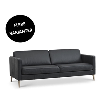 Ask 3 personers sofa i sort semianilin læder - Flere varianter