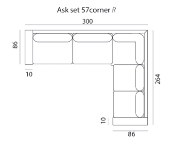 Ask hjørnesofa - Mål