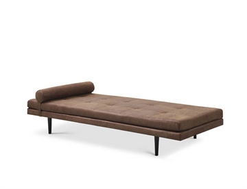 Kennedy Daybed /sofa briks i micro læder - Her i farve camel m. ben i træ (sort)