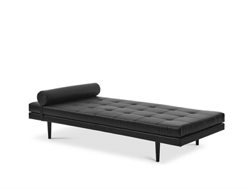 Kennedy Daybed /sofa briks i læder - Her i farve sort m. ben i træ (sort)