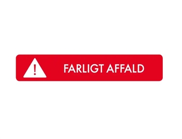 Farligt affald - Selvklæbende piktogram m. afrundede hjørner, 16x3 cm (farvet)