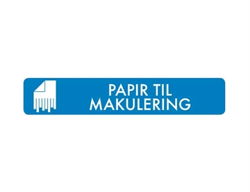 Papir til makulering - Selvklæbende piktogram m. afrundede hjørner, 16x3 cm (farvet)