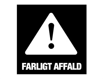 Farligt affald - Konturskåret selvklæbende piktogram, 15x15 cm (hvid)