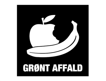 Grønt affald - Konturskåret selvklæbende piktogram, 15x15 cm (hvid)