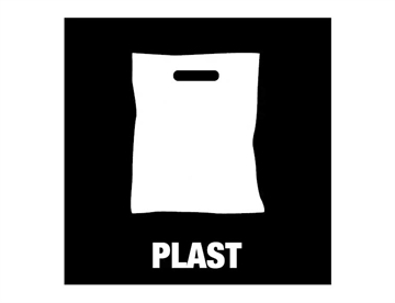 Plast - Konturskåret selvklæbende piktogram, 15x15 cm (hvid)