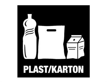 Plast / Karton - Konturskåret selvklæbende piktogram, 15x15 cm (hvid)