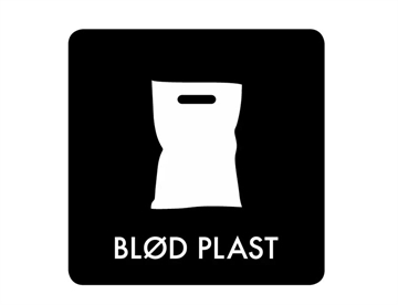 Blød plast - Selvklæbende piktogram m. afrundede hjørner, 12x12 cm (sort)