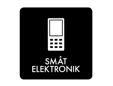 Småt elektronik - Selvklæbende piktogram m. afrundede hjørner, 12x12 cm (sort)