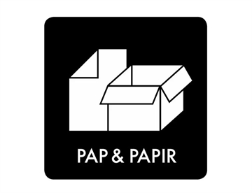 Pap og papir - Selvklæbende piktogram m. afrundede hjørner, 12x12 cm (sort)