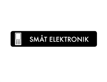 Småt elektronik - Selvklæbende piktogram m. afrundede hjørner, 16x3 cm (sort)