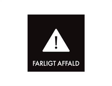 Farligt affald - Hvid folie (udskåret, uden baggrund), piktogram 12x12 cm