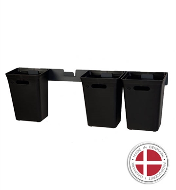 Vægskinne m. affaldsspande til sortering - Affaldsløsning til vægophæng - Flere varianter