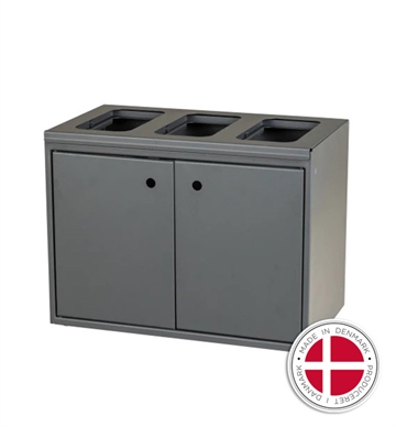 Væghængt affaldssortering, 3x40L (åben) - Kildesorteringsmøbel - Dansk produceret 